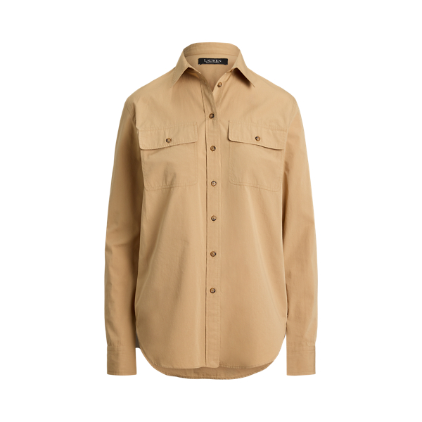 Band-Collar Linen Shirt