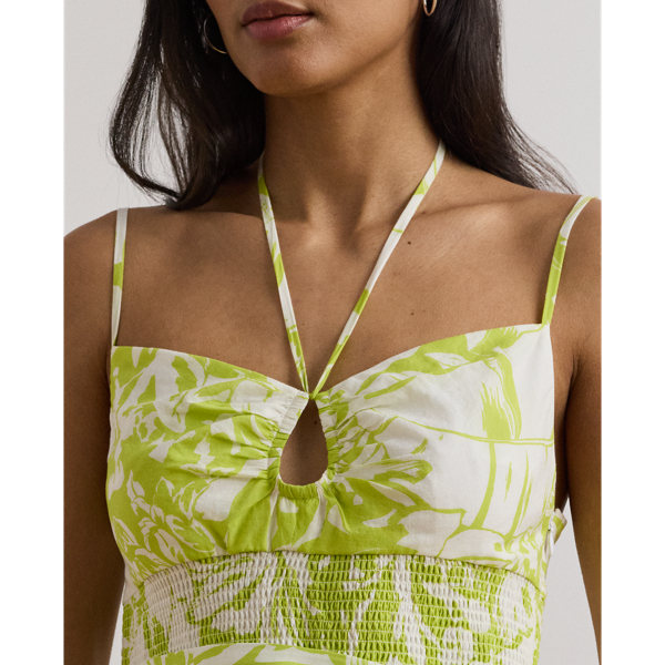 Floral Belted Voile Sleeveless Dress