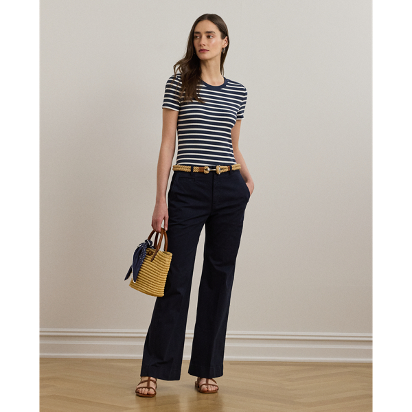 ラルフ・ローレン Lauren Ralph Lauren Striped Button-trim Rib-knit Tee レディース シャツ トップ Striped Button-Trim Rib-Knit Tee