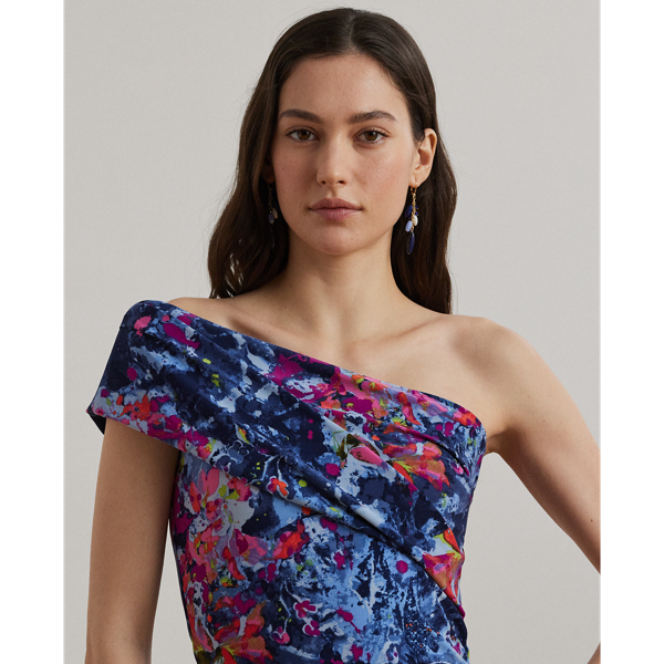 売れ筋商品|||ラルフローレン カットソー トップス レディース Women's Print Stretch Jersey One-Shoulder Top Blue Multi Print Stretch Jersey One-Shoulder Top for Women | Ralph