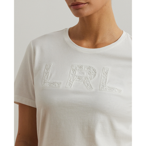 Beaded-Logo Cotton Jersey T-Shirt for Women | Ralph Lauren® CL
