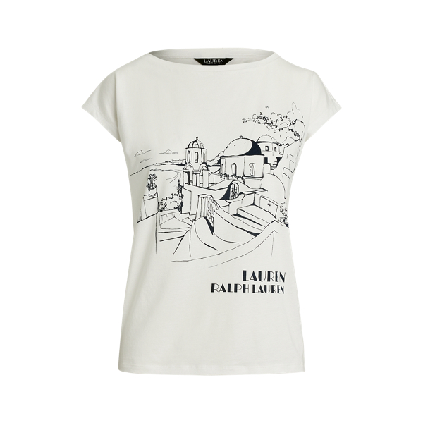 新品未使用パリのカフェ風景画グラフィックジャージーTシャツ