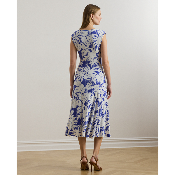 ローレン ラルフ ローレン LAUREN RALPH LAUREN パームフロンドプリント ストレッチ ジャージー ドレス （400ブルー） パームフロンドプリント ストレッチ ジャージー ドレス | ラルフ