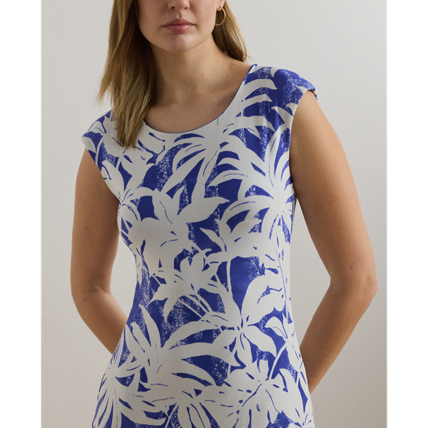 ローレン ラルフ ローレン LAUREN RALPH LAUREN パームフロンドプリント ストレッチ ジャージー ドレス （400ブルー） パームフロンドプリント ストレッチ ジャージー ドレス | ラルフ