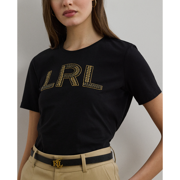 売れ筋商品|||ラルフローレン カットソー トップス レディース Women's Beaded-Logo Cotton Jersey Tee, PXS - XXL Pale Blue Beaded-Logo Cotton Jersey T-Shirt for Women | Ralph Lauren® CL