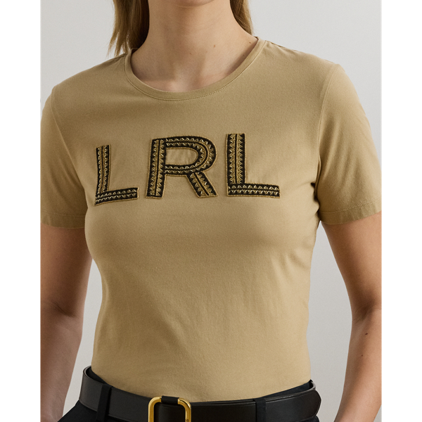 売れ筋商品|||ラルフローレン Tシャツ レディース トップス Beaded Logo Cotton Jersey Tee - Print T-shirt - birch tan Beaded-Logo Cotton Jersey Tee