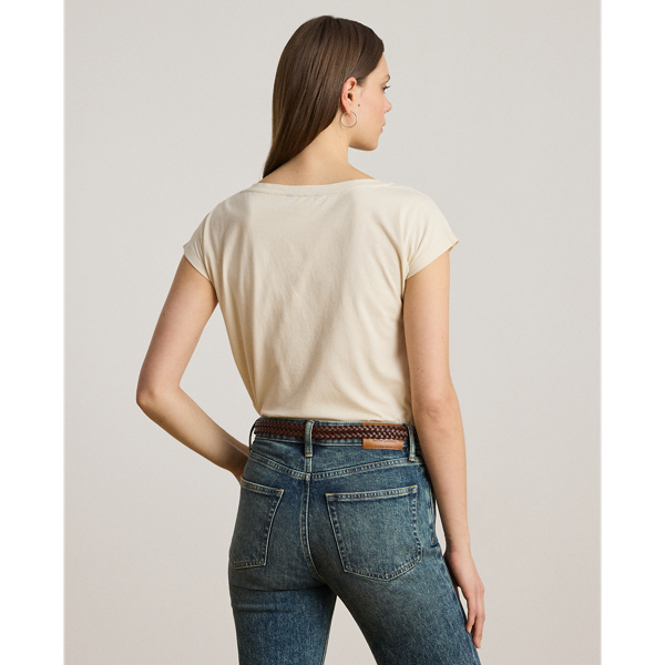 ラルフ・ローレン Lauren Ralph Lauren Embroidered Jersey Tee レディース シャツ トップス Mascarpo Women's Lauren Ralph Lauren Embroidered Jersey Tee | Zappos.com