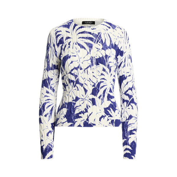 Pullover mit Zopfmuster und Druck
