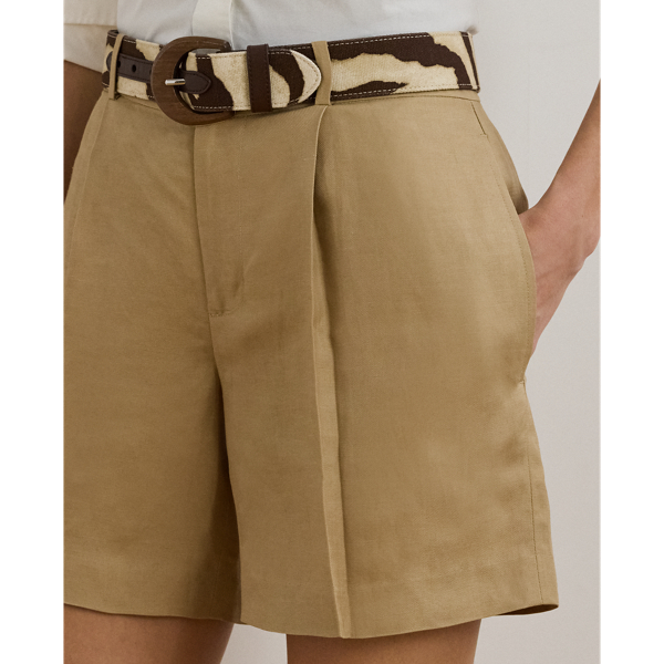 Pleated Linen-Blend Twill Short