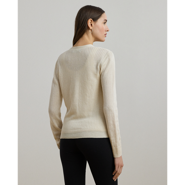 Rib-Knit Linen-Blend V-Neck Cardigan for Women | Ralph
