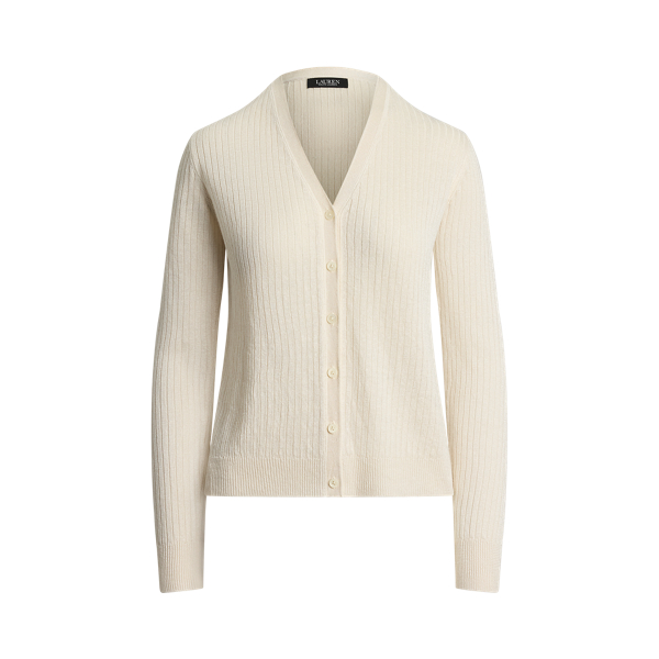 売れ筋商品|||ラルフローレン ニット&セーター アウター レディース Women's Rib-Knit Linen-Blend V-Neck Cardigan Mascarpone Cream Lauren Ralph Lauren Women's Rib-Knit Linen-Blend V-Neck