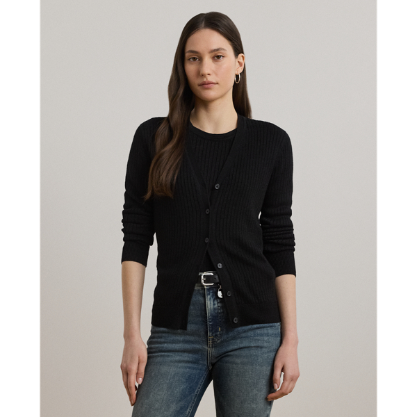 【新品未使用】POLO RALPH LAUREN リブド リネン カーディガン リブニット リネンブレンド Vネック カーディガン | ラルフ