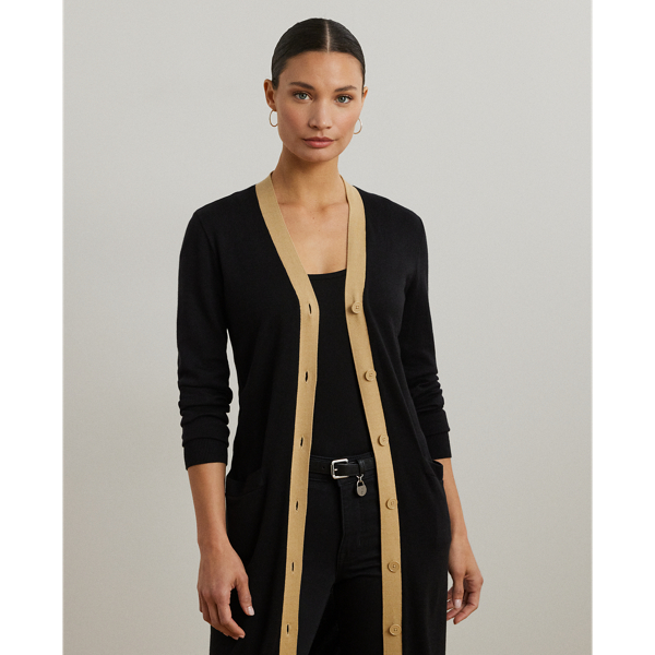 売れ筋商品|||ラルフローレン ニット&セーター レディース アウター Two Tone Cotton Blend Cardigan - Cardigan - black/birch tan Two-Tone Cotton-Blend Cardigan for Women | Ralph Lauren® JO