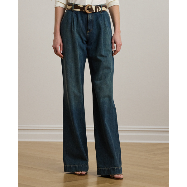 Ralph Laurenベルテッド プリーテッド ワイドレッグ デニム パンツ ベルテッド プリーテッド ワイドレッグ デニム パンツ | ポロ
