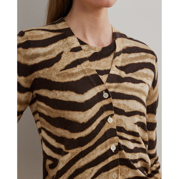 売れ筋商品|||ラルフローレン ニット&セーター レディース アウター Zebra Print Linen Cotton Cardigan - Cardigan - mascarpone cream/brown Zebra-Print Linen-Cotton Cardigan
