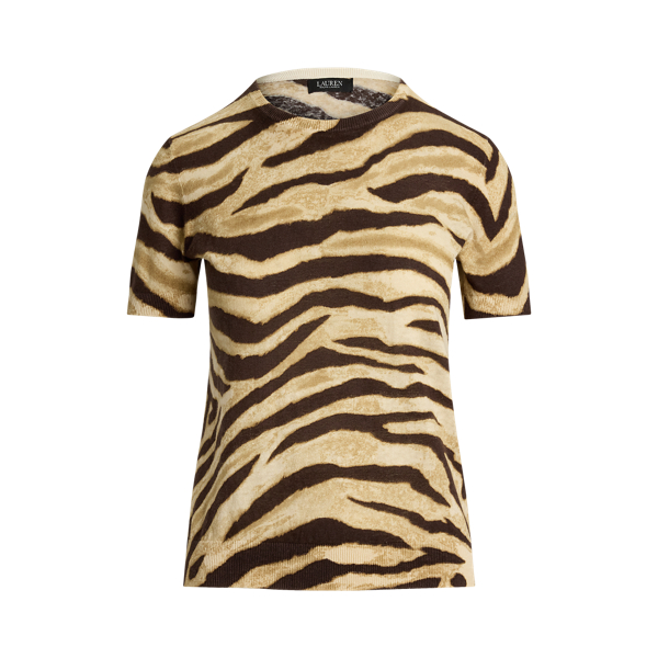 ラルフ・ローレン Lauren Ralph Lauren Plus Size リラックスフィット Zebra-print Linen Shirt レデ Relaxed Fit Zebra-Print Linen Shirt