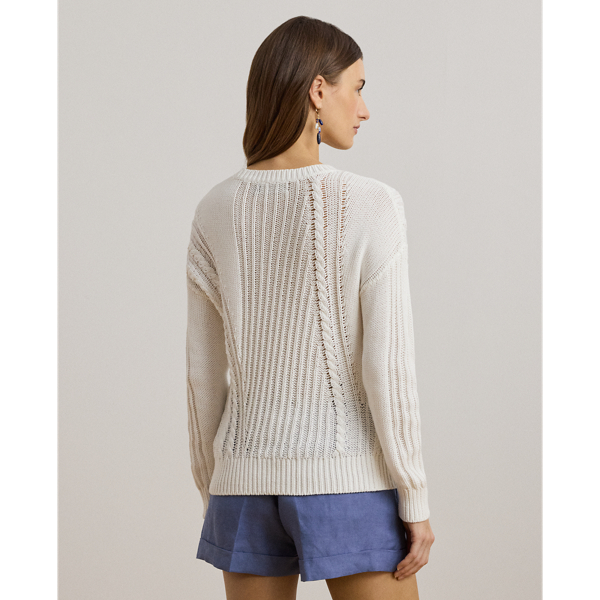 売れ筋商品|||ラルフローレン ニット&セーター アウター レディース Women's Pointelle-Knit Cotton Crewneck Sweater Shadow Navy s7-AI200971433001_lifestyle?