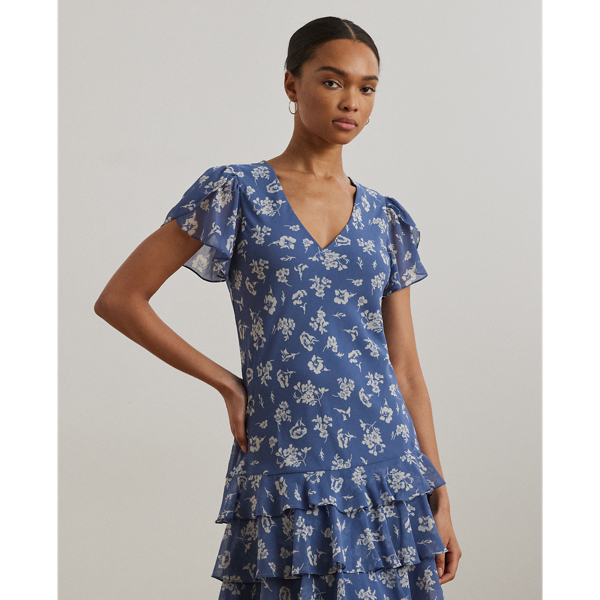 Floral Georgette Drop-Waist Dress