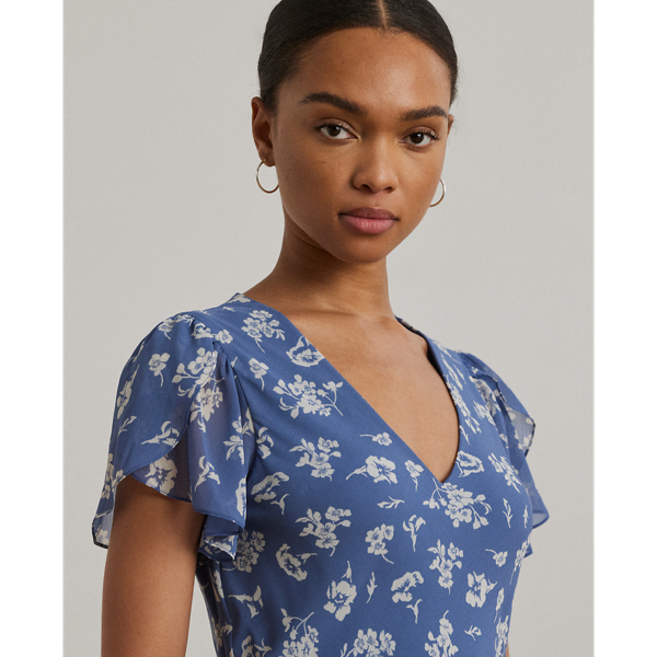 Floral Georgette Drop-Waist Dress
