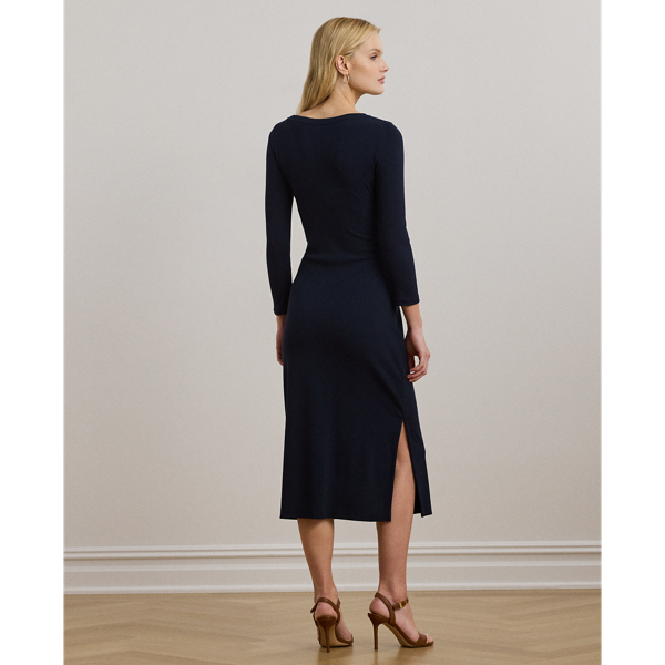 【Ralph Lauren】タイフロントコットンクルーネックドレス タイフロント コットンブレンド クルーネック ドレス | ラルフ