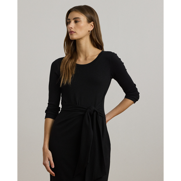 Rundhalskleid mit Bindedetail vorne Lauren in Schwarz 4