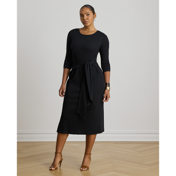 Rundhalskleid mit Bindedetail vorne Lauren in Schwarz 7