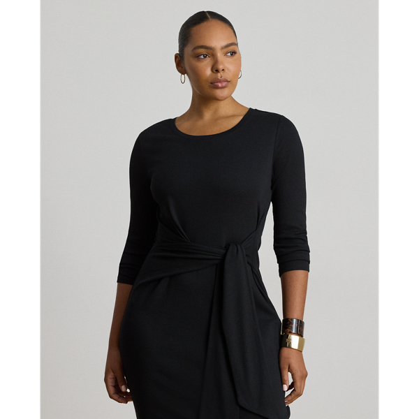 Rundhalskleid mit Bindedetail vorne Lauren in Schwarz 8