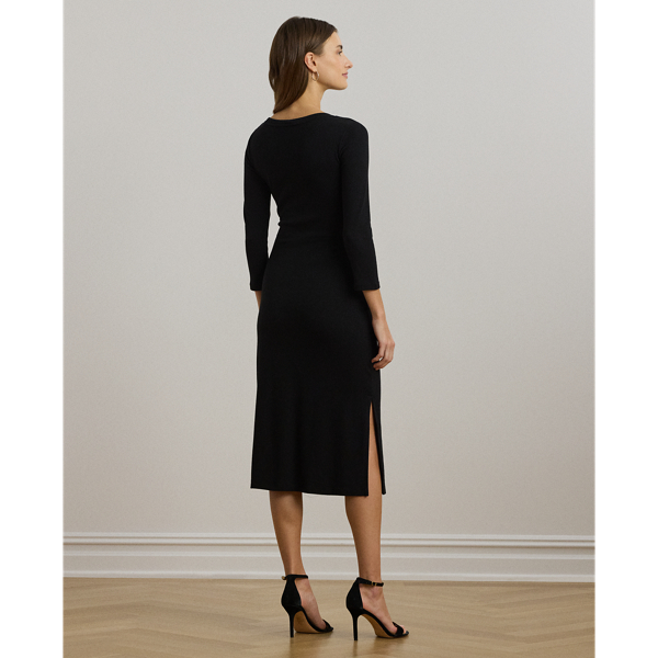 Rundhalskleid mit Bindedetail vorne Lauren in Schwarz 5