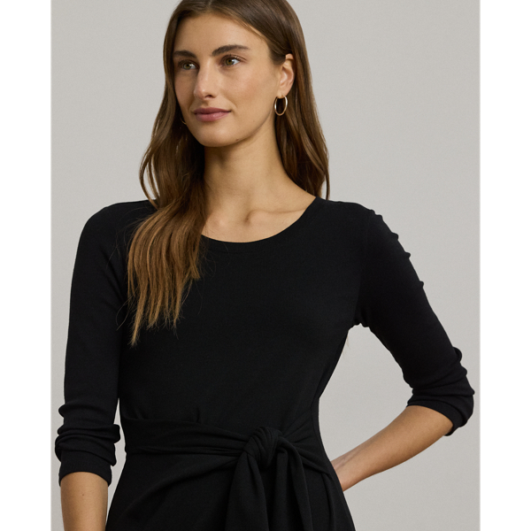 Rundhalskleid mit Bindedetail vorne Lauren in Schwarz 6