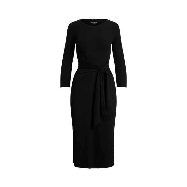 Rundhalskleid mit Bindedetail vorne Lauren in Schwarz 2