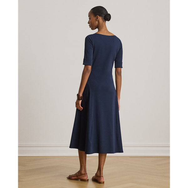 Vestido midi de algod&oacute;n el&aacute;stico Lauren en Lauren Navy 5