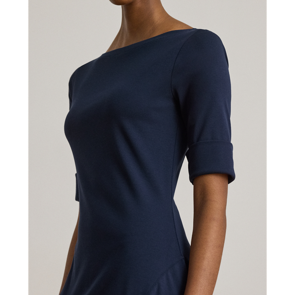 Vestido midi de algod&oacute;n el&aacute;stico Lauren en Lauren Navy 6