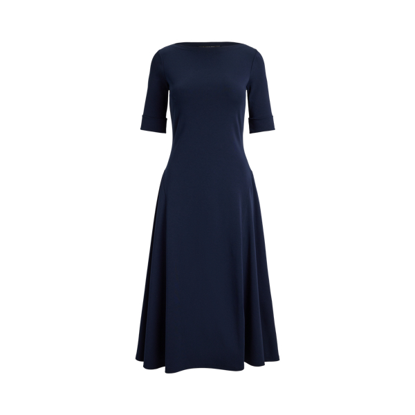 Vestido midi de algod&oacute;n el&aacute;stico Lauren en Lauren Navy 2