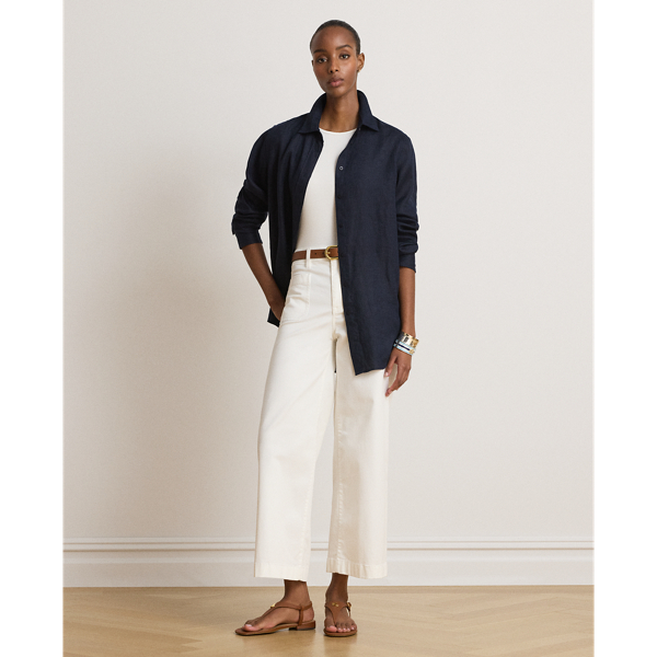 Stretch Chino Wide-Leg Cropped Pant