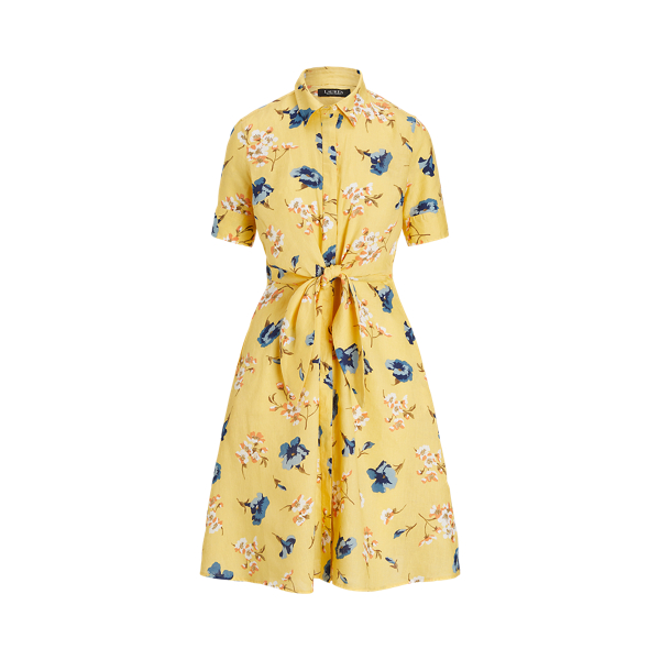 Floral Tie-Front Linen Shirtdress