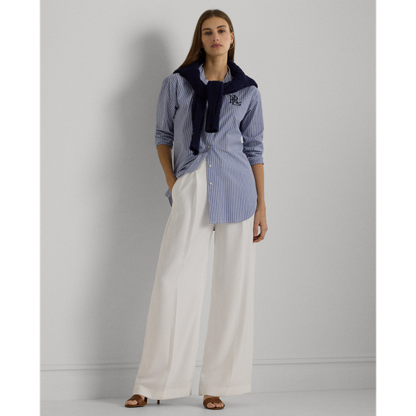 Relaxed-Fit Baumwollhemd mit Streifen Lauren in Blau/Wei&szlig; 4