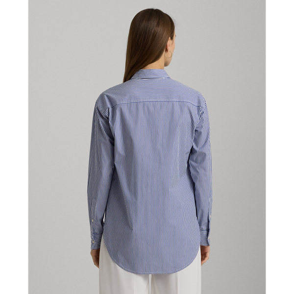 Relaxed-Fit Baumwollhemd mit Streifen Lauren in Blau/Wei&szlig; 5