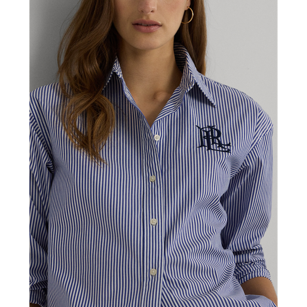 Relaxed-Fit Baumwollhemd mit Streifen Lauren in Blau/Wei&szlig; 6