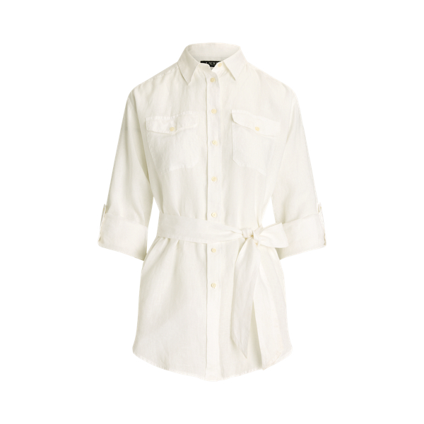 Relaxed Fit Belted Linen Shirt