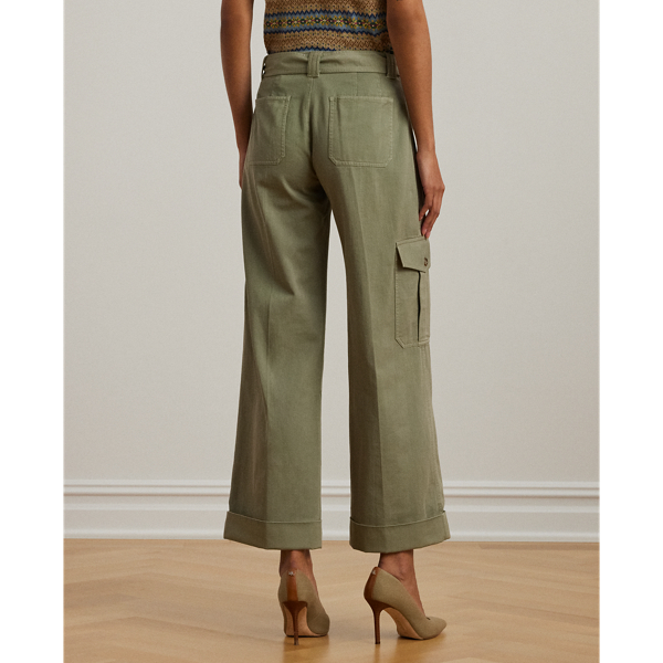 ローレン ラルフ ローレン LAUREN RALPH LAUREN プリーテッド コットン ツイル ワイドレッグ カーゴ パンツ （300グリーン） s7-AI200974894001_alternate3?$