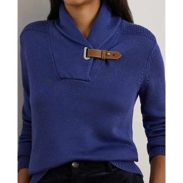 Buckle-Trim Cotton-Blend Sweater