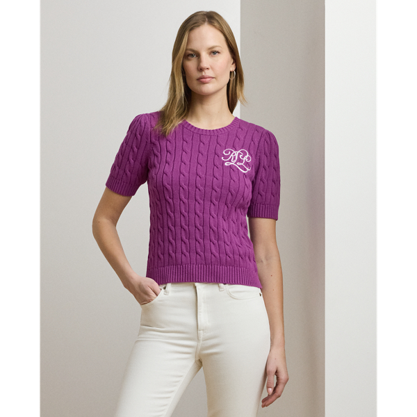 POLO RALPH LAUREN - 【美品】半袖ニット(白・ケーブル編み・胸
