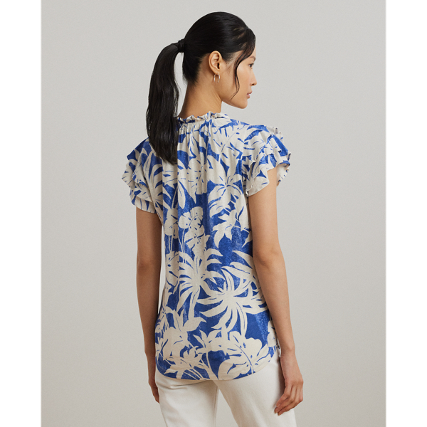 LAUREN RALPH LAUREN / ローレン ラルフ ローレン パームフロンドプリント ジャージー タイネック トップス パームフロンドプリント ジャージー タイネック トップス