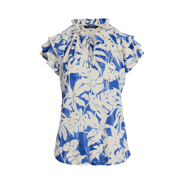 ラルフ・ローレン Lauren Ralph Lauren Geo Print Jersey Tie Neck Top レディース シャツ トップス N Women's T-Shirts & Tops | Ralph Lauren