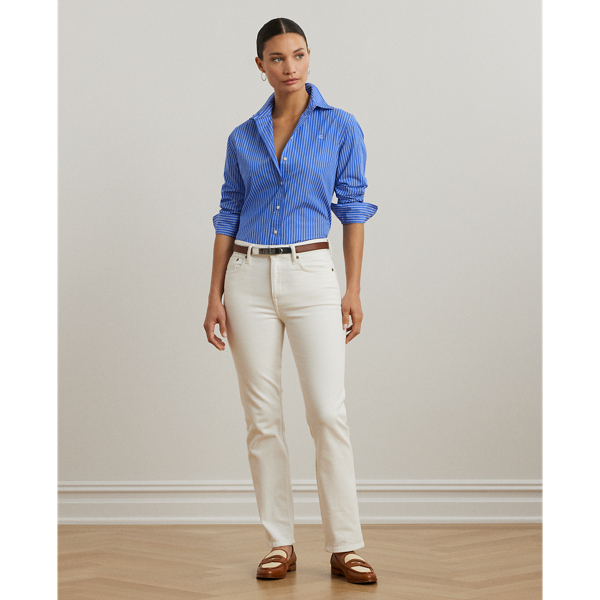 Blue/White Classic Fit Striped Broadcloth Shirt Lauren 3