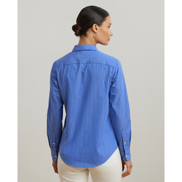 Blue/White Classic Fit Striped Broadcloth Shirt Lauren 4