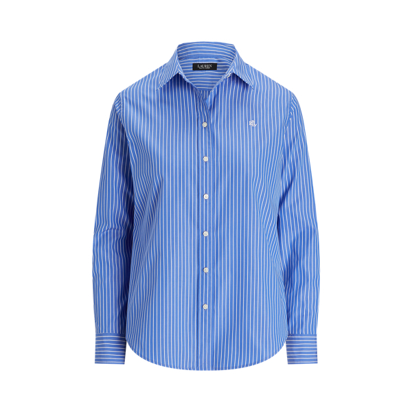 Blue/White Classic Fit Striped Broadcloth Shirt Lauren 2