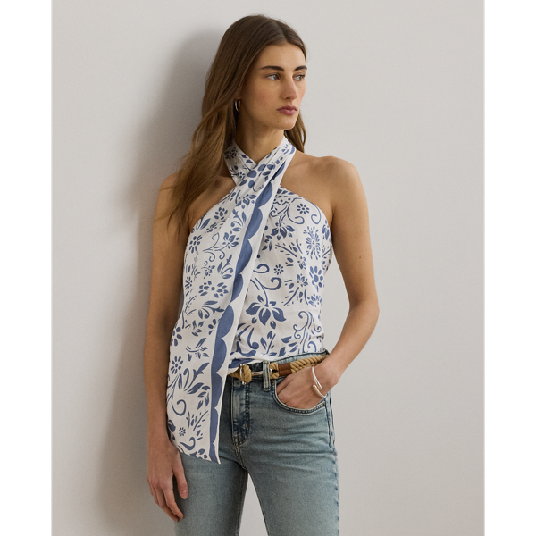 Blusa halter sem mangas em linho floral para mulher Ralph Lauren® PT