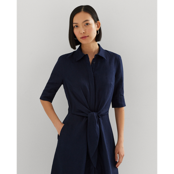 Leinenhemdkleid mit Bindedetail Lauren in Lauren-Navy 4