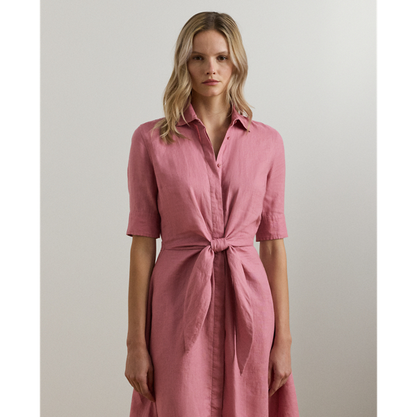 Tie-Front Linen Shirtdress Lauren in Rose Mauve 4
